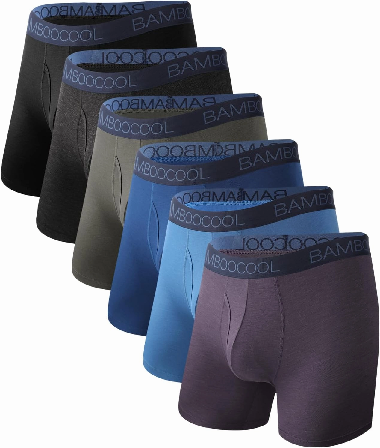 BAMBOO COOL Breathable Men's Underwear Modern Multipack Comfortsoft Moisture-Wicking Boxer Briefs 6 Pack