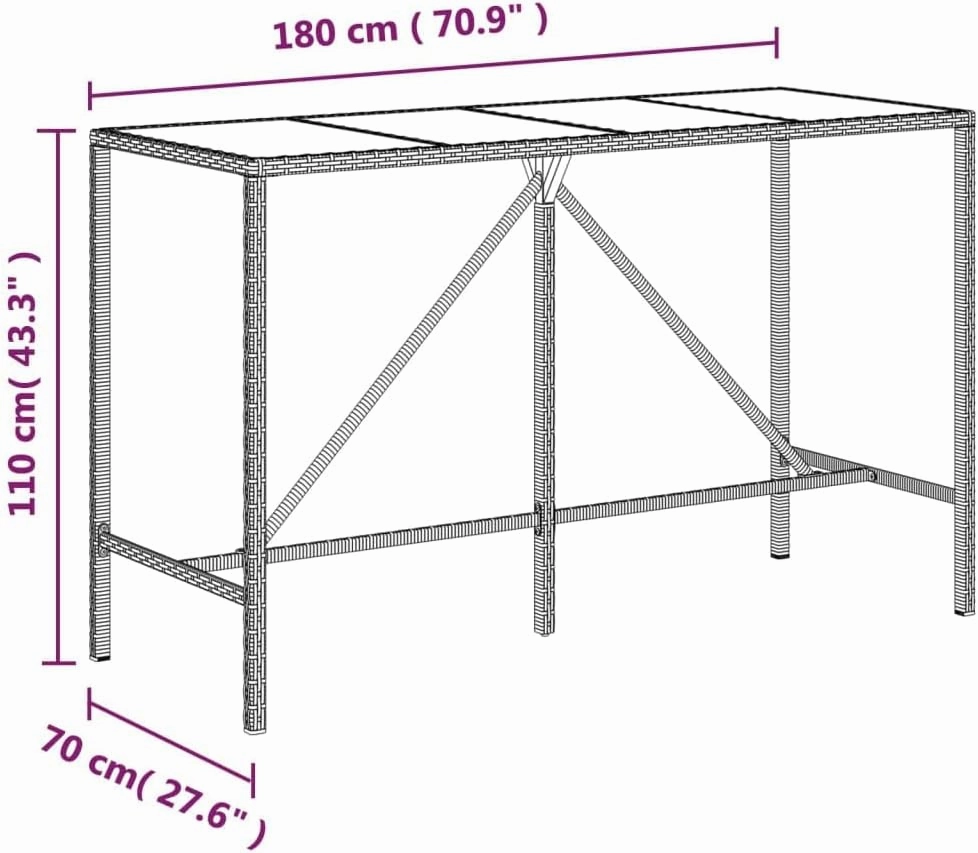 Bar Table with Elegant Glass Top Black, Outdoor Furniture for Kitchen, Dining, Camping, Living, Portable, Folding Tables