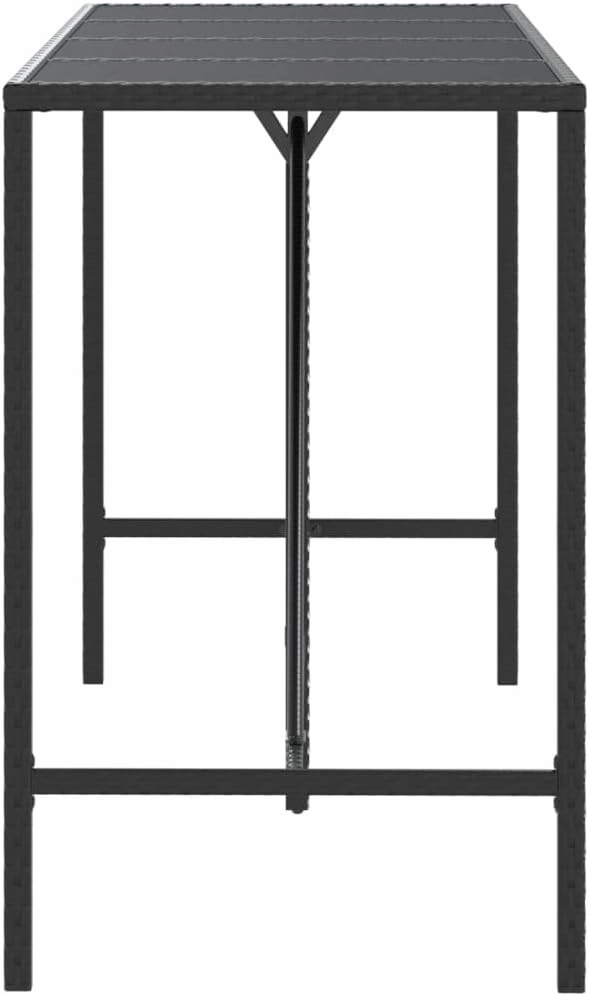 Bar Table with Elegant Glass Top Black, Outdoor Furniture for Kitchen, Dining, Camping, Living, Portable, Folding Tables