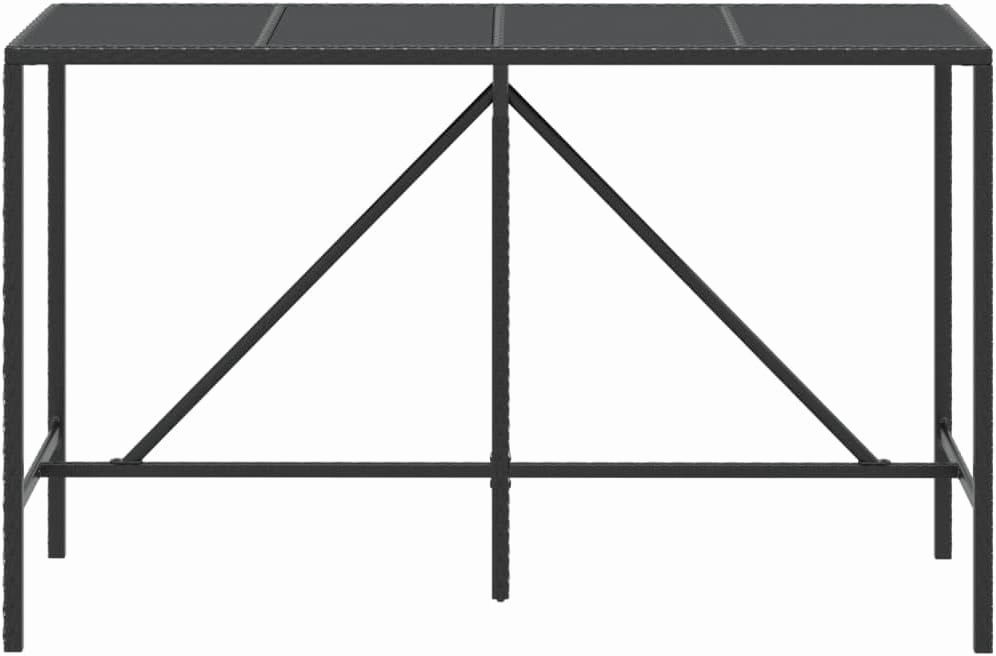 Bar Table with Elegant Glass Top Black, Outdoor Furniture for Kitchen, Dining, Camping, Living, Portable, Folding Tables
