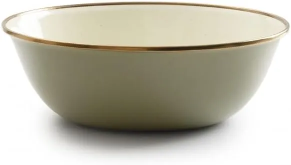 Barebones 2-Tone Bowls - Set of 2 Enamelware Bowls - Durable Kitchen or Camping Bowl (Olive Drab)