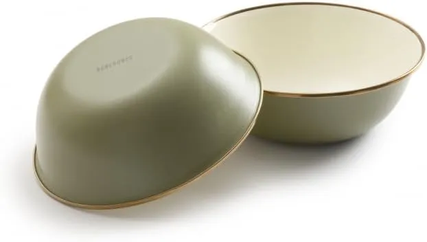 Barebones 2-Tone Bowls - Set of 2 Enamelware Bowls - Durable Kitchen or Camping Bowl (Olive Drab)