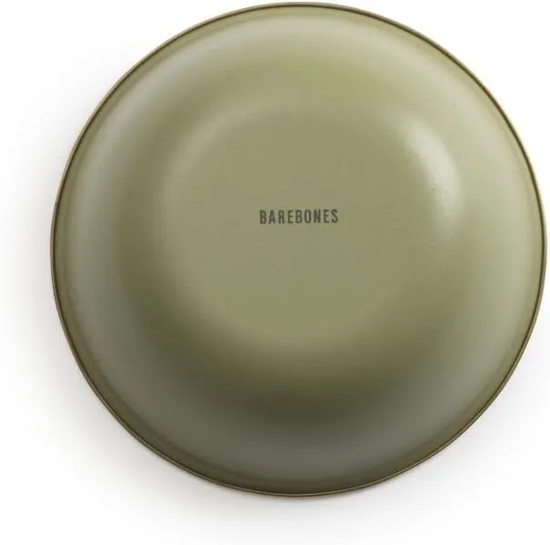 Barebones 2-Tone Bowls - Set of 2 Enamelware Bowls - Durable Kitchen or Camping Bowl (Olive Drab)