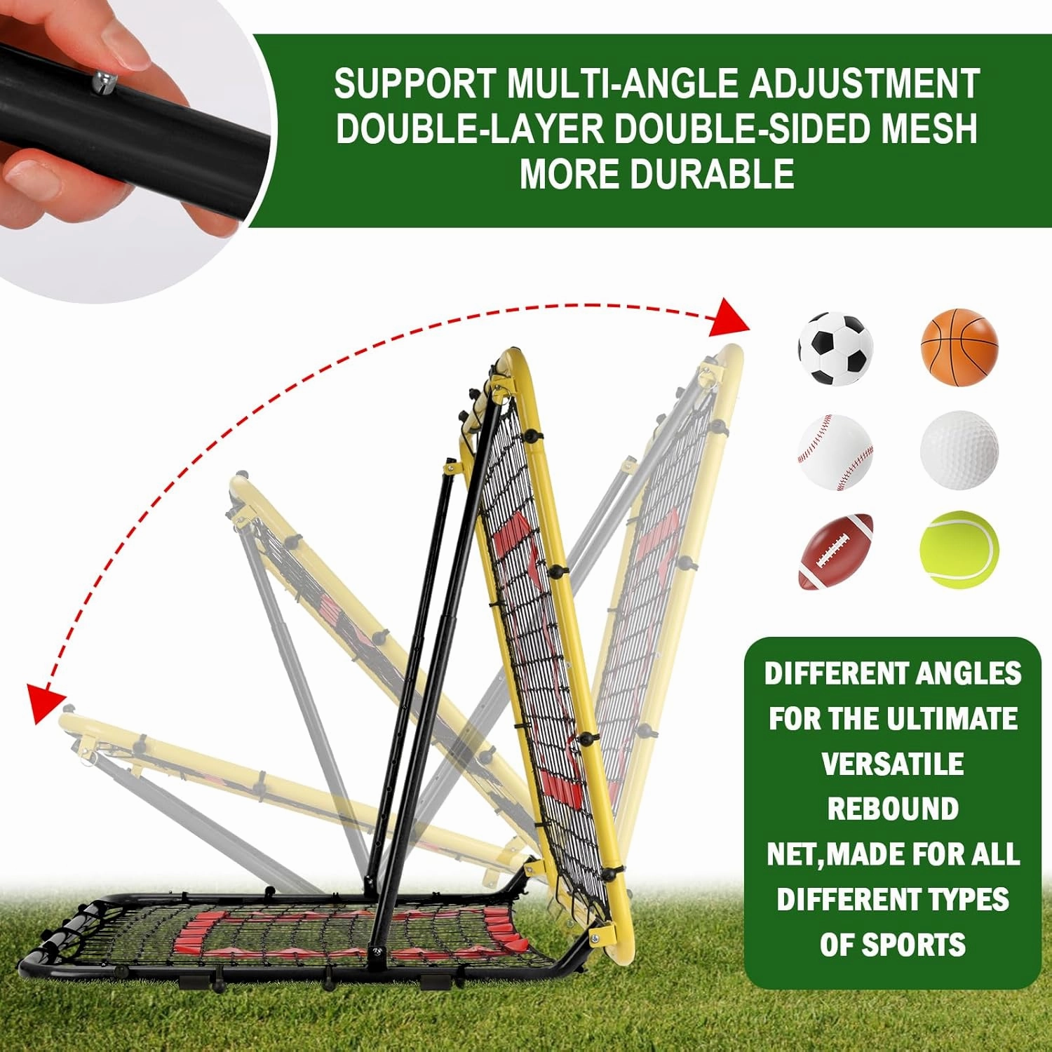 Baseball and Softball Rebounder Net,Baseball Rebounder,Volleyball Rebounder,Pitch Back Net,Multi-Sport Training Rebound Screen,with Pitching Target,Easy Adjustable Angles