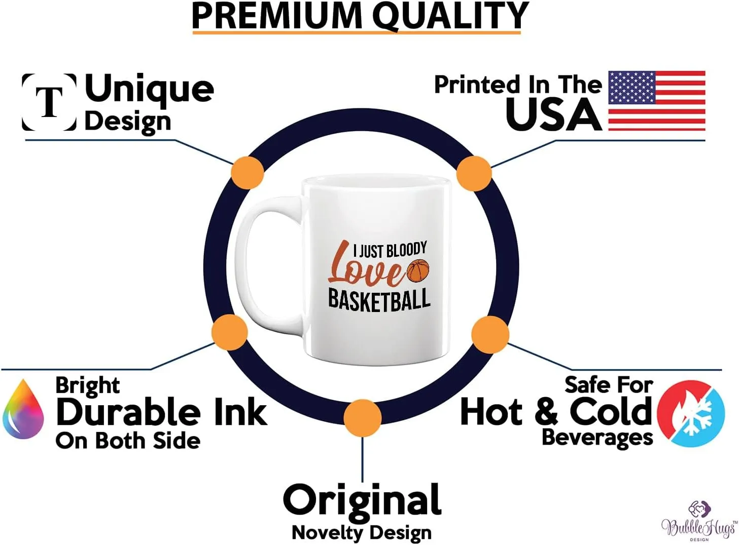Basketball Coffee Mug 11oz White - I just bloody love basketball - Playmaker Center Point Guard Teammate Ballin Basketball Player Athlete