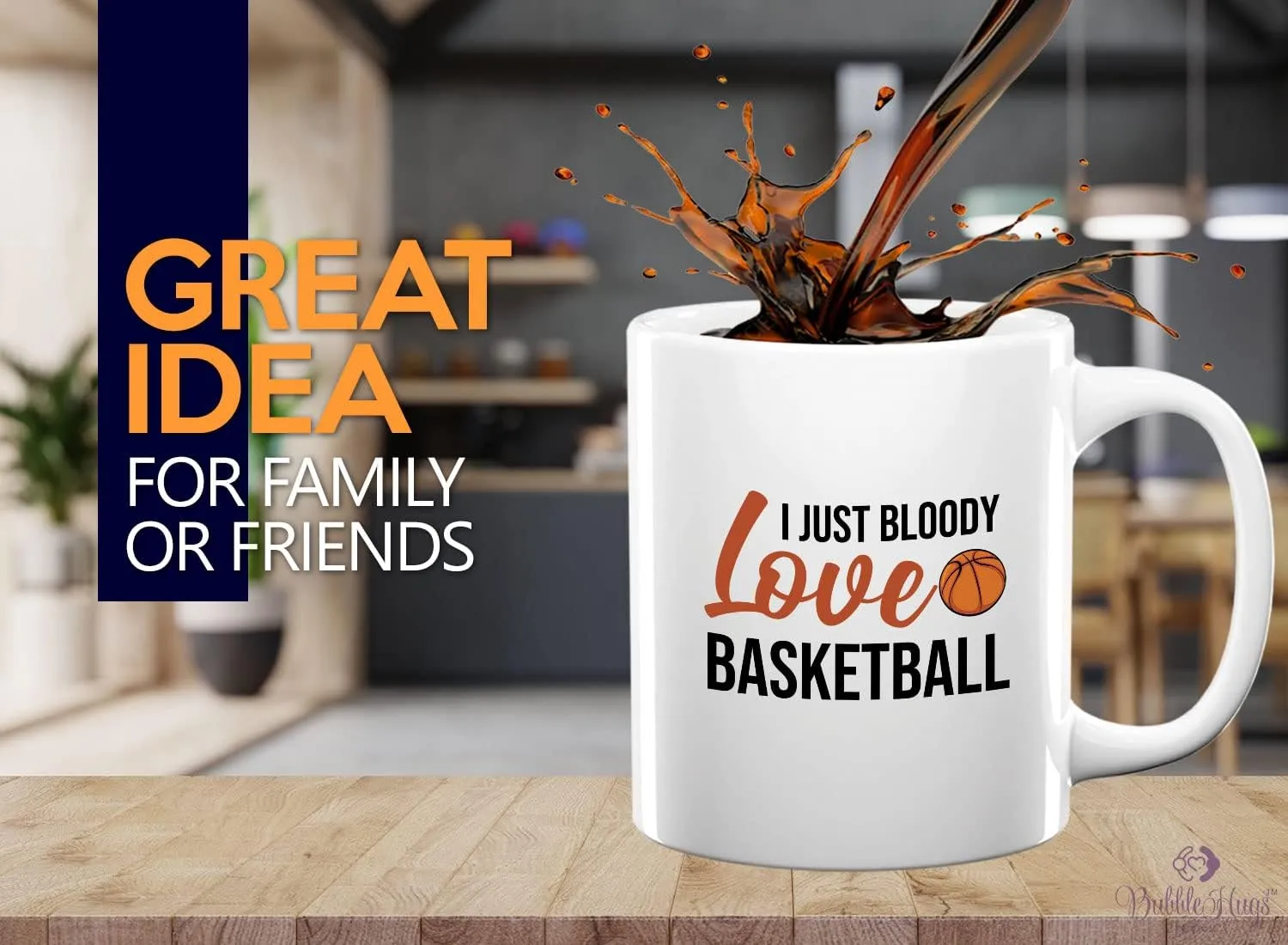 Basketball Coffee Mug 11oz White - I just bloody love basketball - Playmaker Center Point Guard Teammate Ballin Basketball Player Athlete