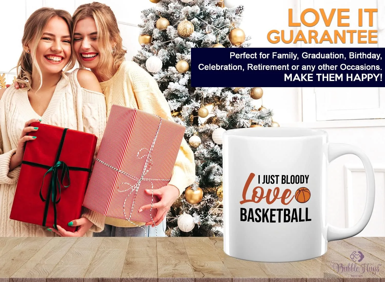 Basketball Coffee Mug 11oz White - I just bloody love basketball - Playmaker Center Point Guard Teammate Ballin Basketball Player Athlete