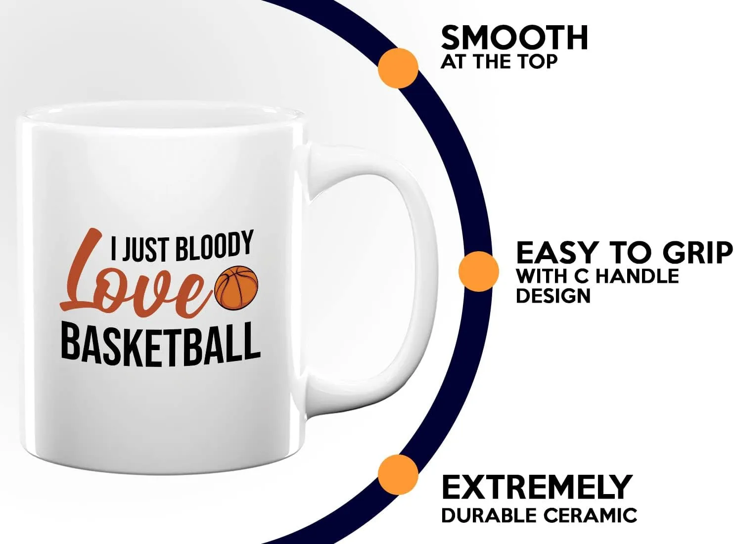 Basketball Coffee Mug 11oz White - I just bloody love basketball - Playmaker Center Point Guard Teammate Ballin Basketball Player Athlete