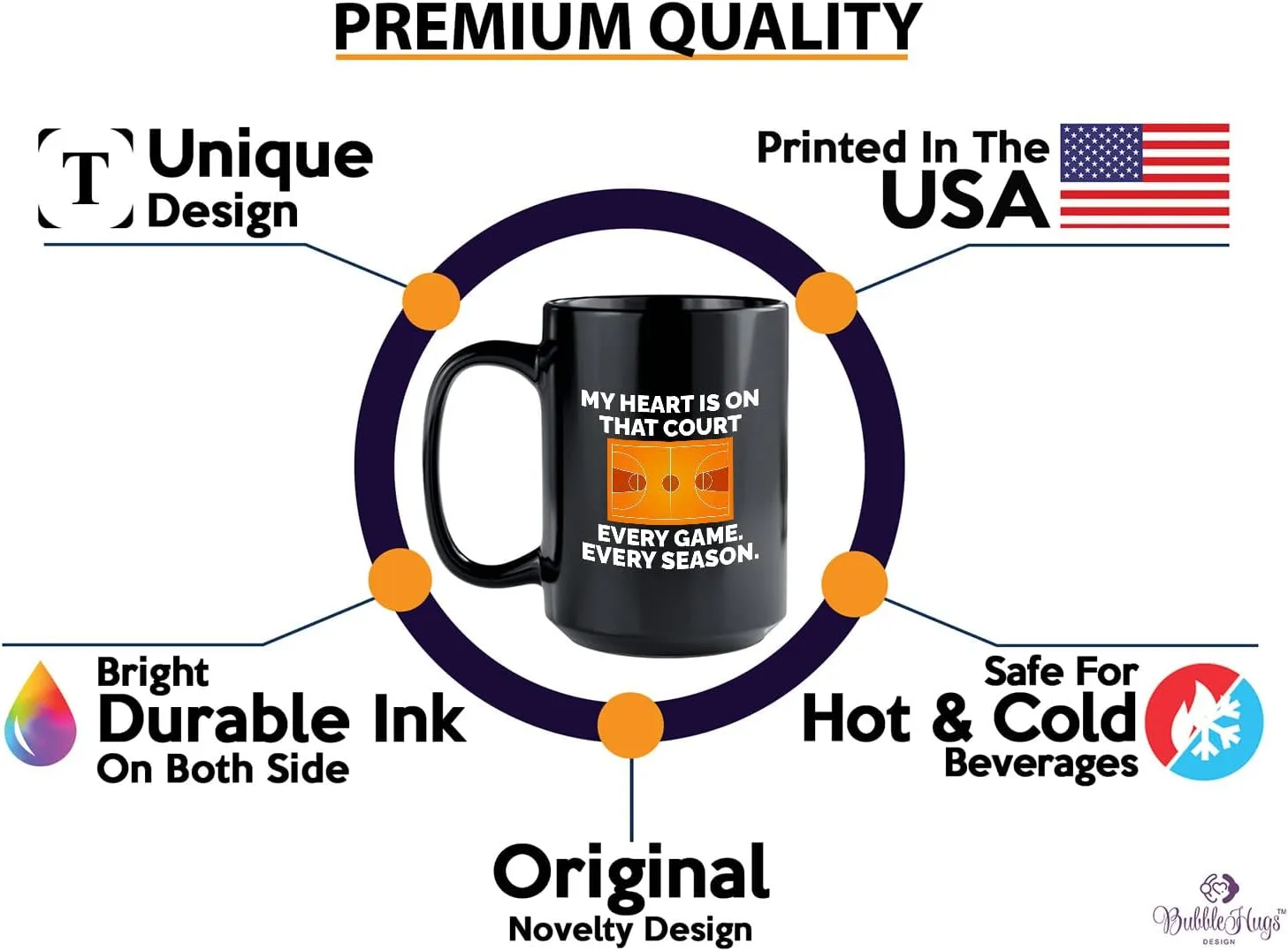 Basketball Lover Coffee Mug 15oz Black - My heart is on that court - Playmaker Center Point Guard Teammate Ballin Basketball Player Athlete