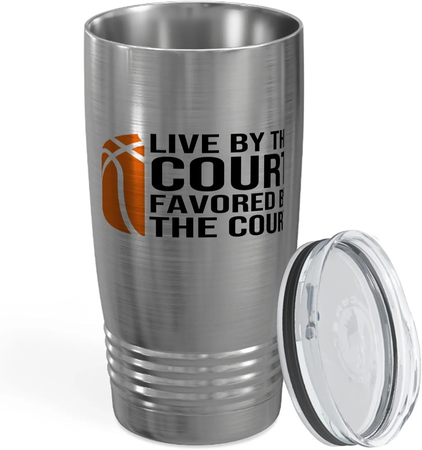 Basketball Player Viking Tumbler 20oz Silver -by the court - Playmaker Center Point Guard Shooting Guard Teammate Basketball Coach Trainee