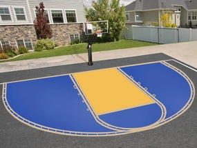Basketball Court Marking Kit, Basketball Court Stencil Kit for Concrete Driveway and Asphalt | Quick Setup Corrugated Paper with Plump Bob Spray Guard | Regulation Size 39.6' X 21'