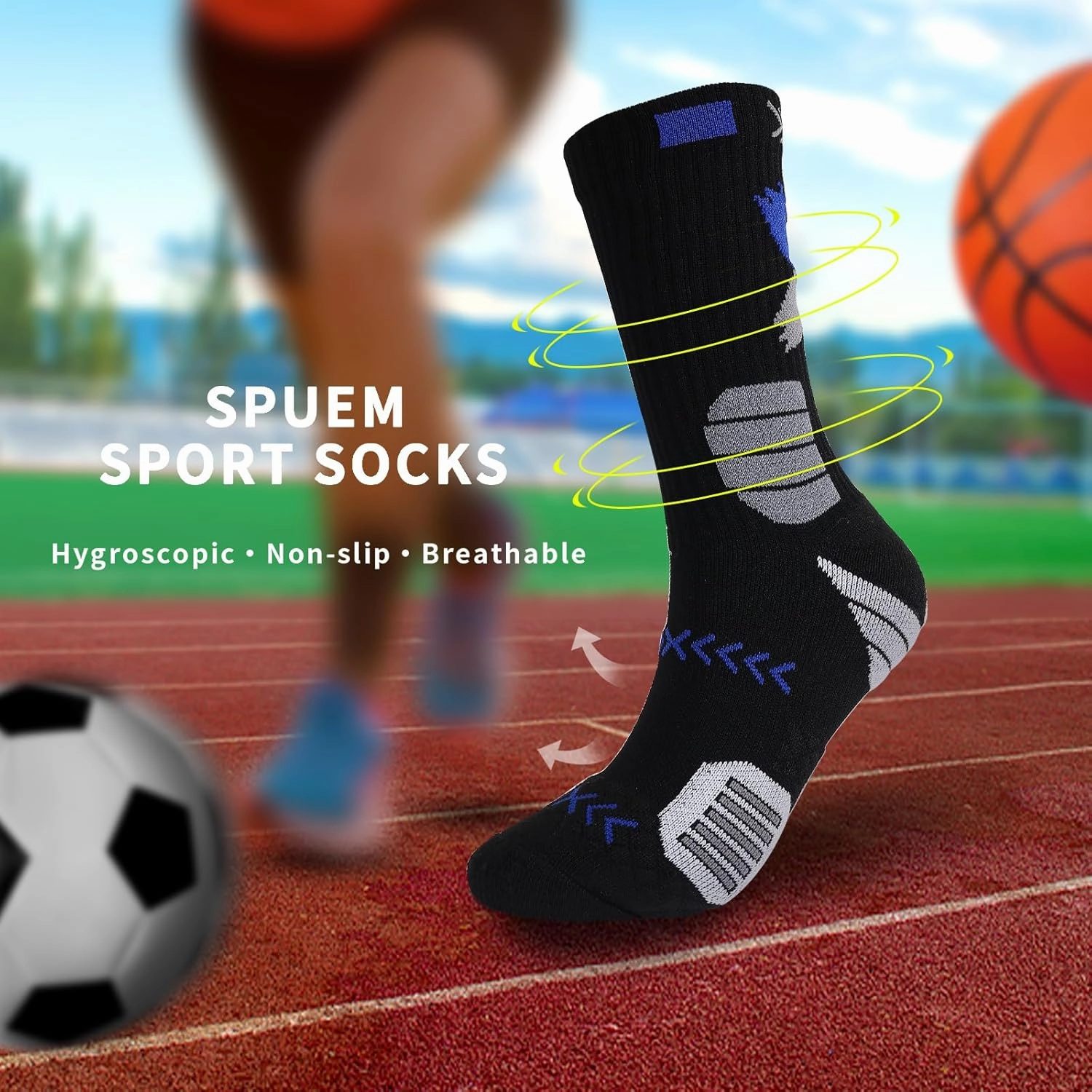 Basketball Socks for Men,Performance Cushioned Men's Athletic Crew Socks with Arch Compression for Basketball Sports