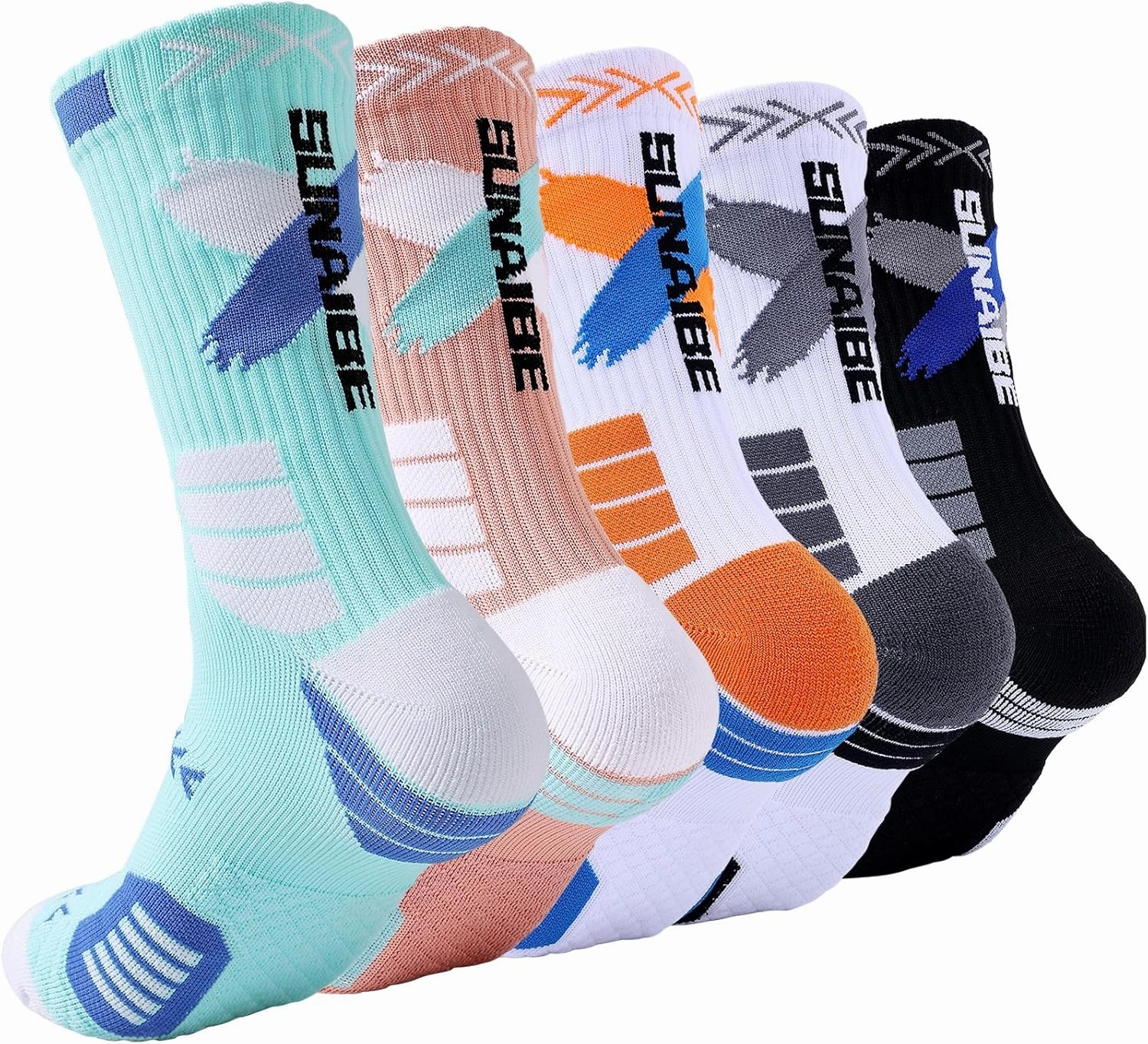 Basketball Socks for Men,Performance Cushioned Men's Athletic Crew Socks with Arch Compression for Basketball Sports