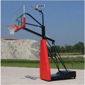 Basketball Stand Outdoor Mobile Hand-Crank Lift Solar Lighting Leisure Basketball Hoop, 45cm Standard Basketball Hoop for Adults (Color : A4, Size : 1.8x1.05m/5.9x3.44ft)
