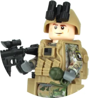 Battle Brick 1.6 Inches Tall Army OCP 101st Airborne Custom Minifigure | Collectible Genuine Military Minifig | Printed Camo | Great Gift for Ages 10  to Adult AFOL