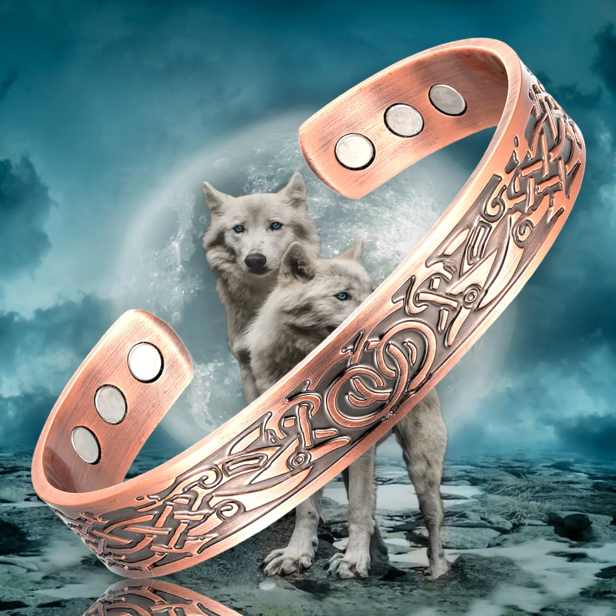 BC119 100% Pure Copper Magnetic Band ‘Viking Ravens Ring'