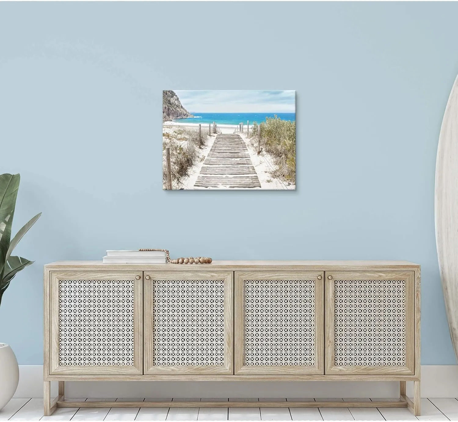 Beach Wall Art Canvas Artwork: Coastal Ocean Scene Picture Decor Modern Panoramic Seascape Wave Seaside Prints Contemporary Nature Landscape Boardwalk Scenic Painting for Living Room Bedroom Office