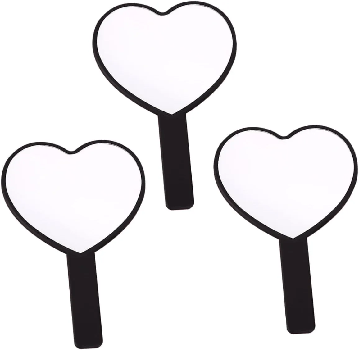 Beaupretty 3Pcs High Definition Handheld Makeup Mirrors Portable Travel Cosmetic Mirrors with Smooth Grip Design for Easy Use Black