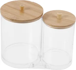 Beaupretty Clear Cotton Swab Storage Box with Lid Stackable Makeup Organizer for Bathroom Vanity Multipurpose Cotton Pad Holder for Swabs Pads Sponges Accessories