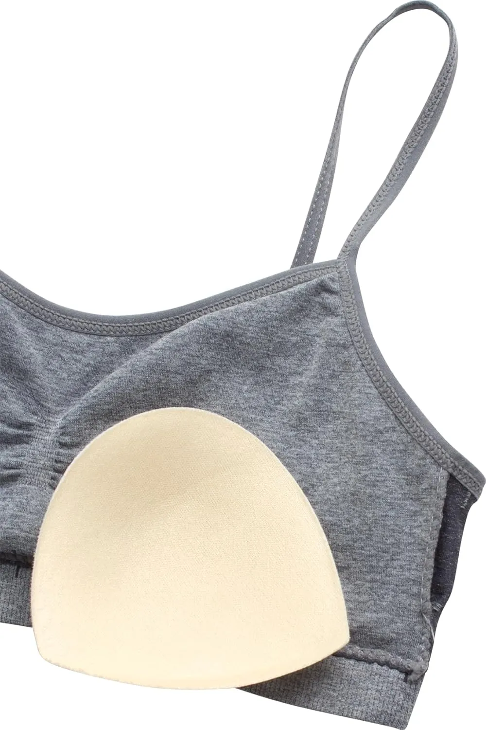 bebe Girls' Training Bra - 6 Pack Seamless Cami Bralette, Removable Pads (S-L)