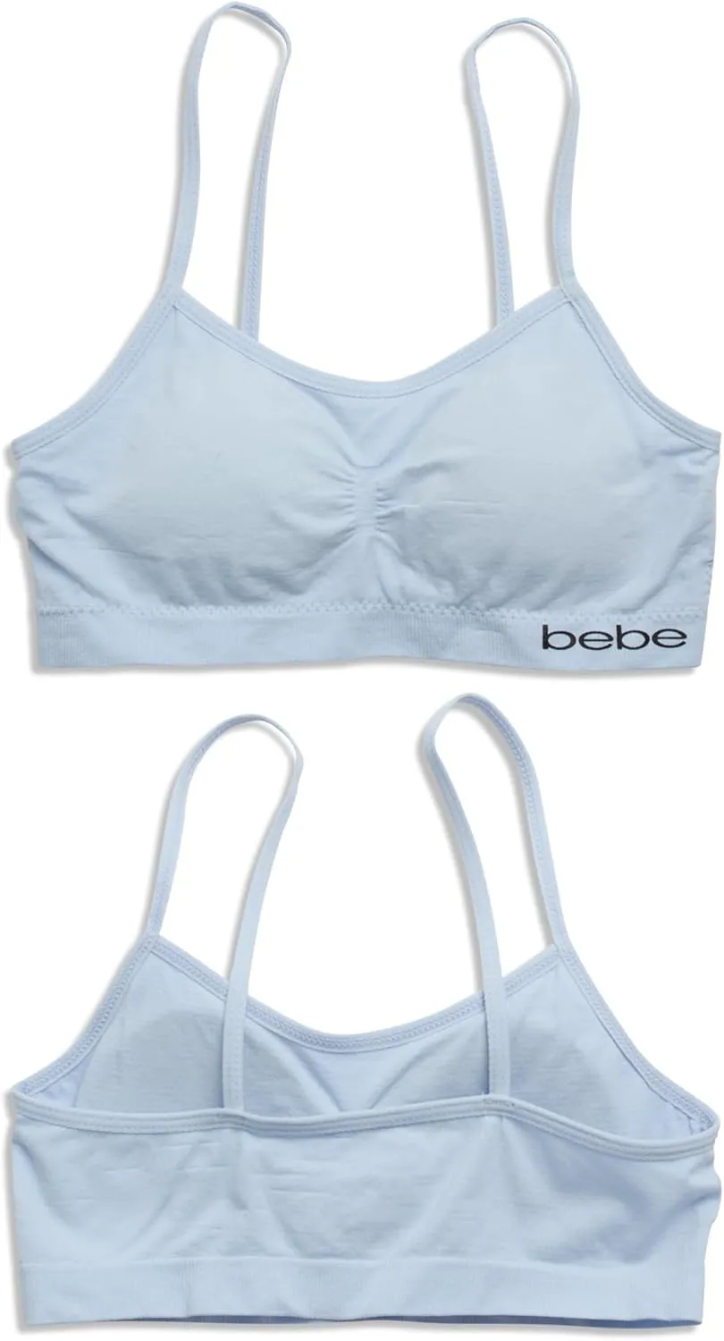 bebe Girls' Training Bra - 6 Pack Seamless Cami Bralette, Removable Pads (S-L)