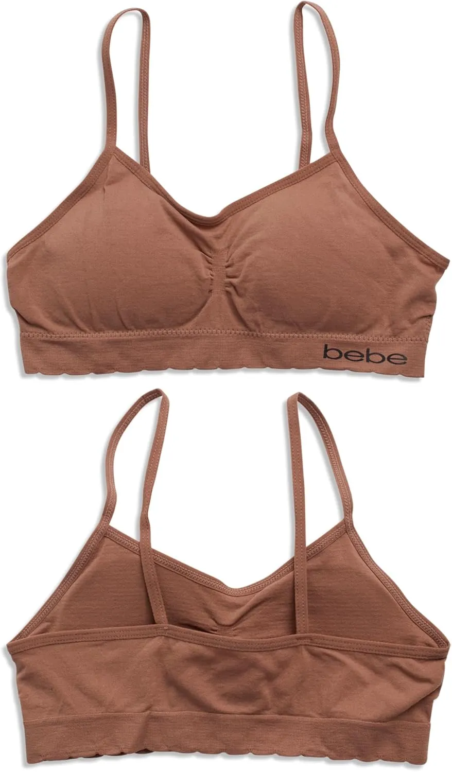 bebe Girls' Training Bra - 6 Pack Seamless Cami Bralette, Removable Pads (S-L)