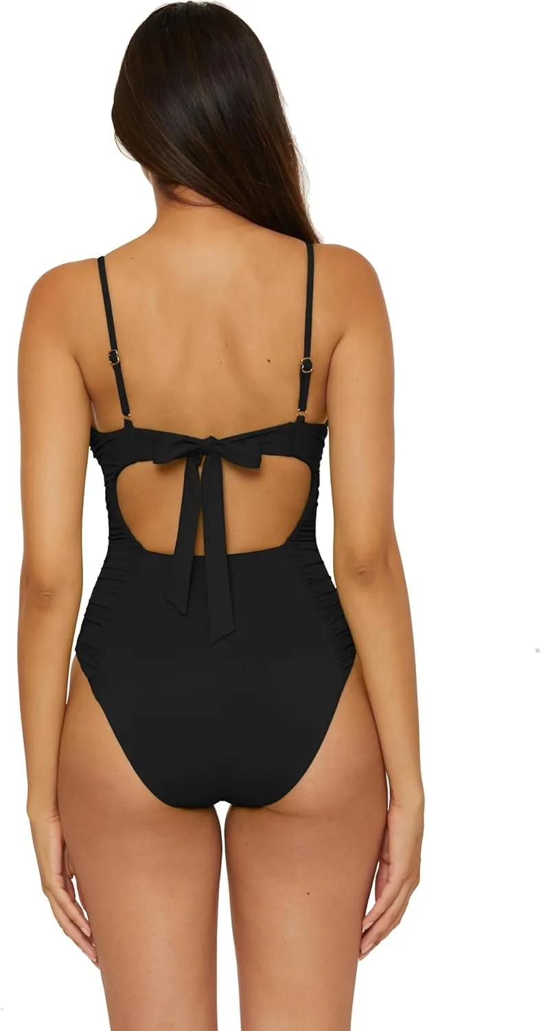 BECCA Women's Color Code Shirred One Piece Swimsuit, Adjustable, Bathing Suits