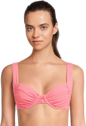BECCA Women's Color Code Shirred Underwire Bikini Top, Adjustable, Tie Back, Swimwear Separates