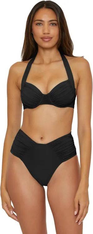 BECCA Women's Color Code Shirred Underwire Bikini Top, Adjustable, Tie Back, Swimwear Separates