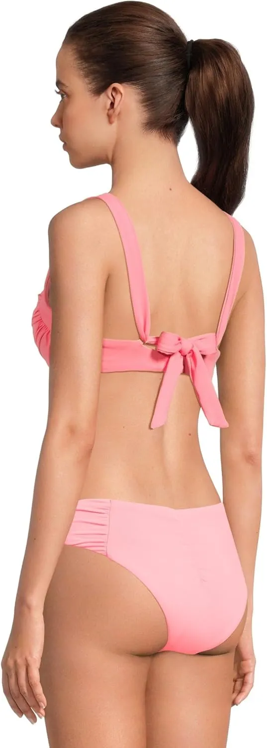 BECCA Women's Color Code Shirred Underwire Bikini Top, Adjustable, Tie Back, Swimwear Separates