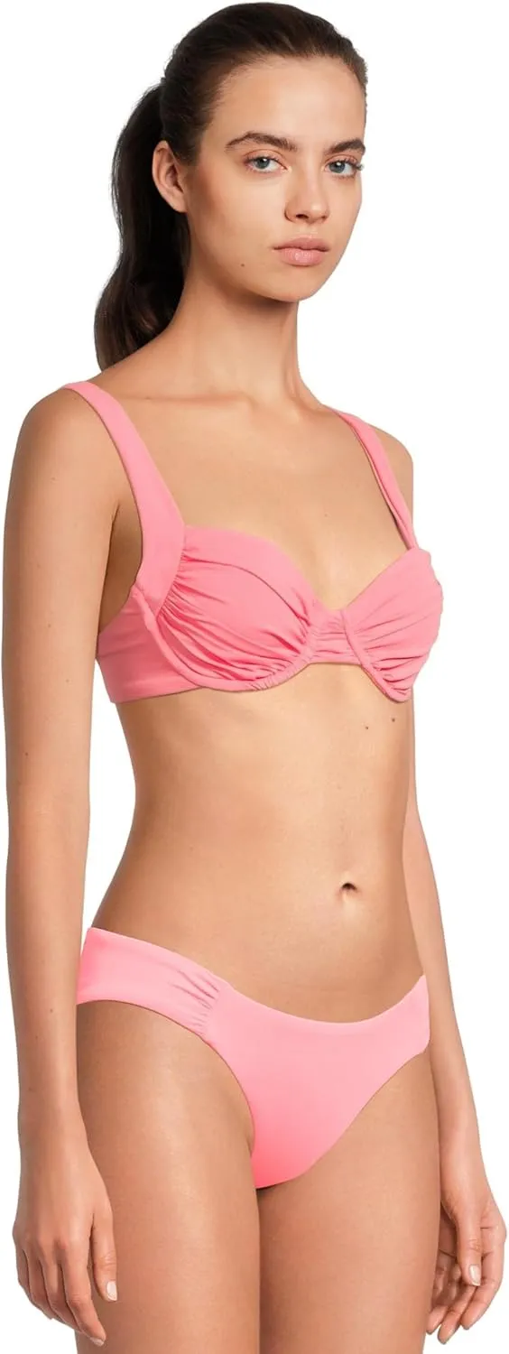 BECCA Women's Color Code Shirred Underwire Bikini Top, Adjustable, Tie Back, Swimwear Separates