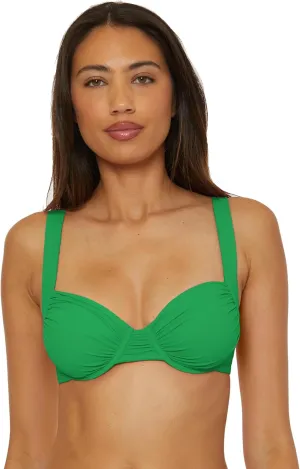 BECCA Women's Color Code Shirred Underwire Bikini Top, Adjustable, Tie Back, Swimwear Separates