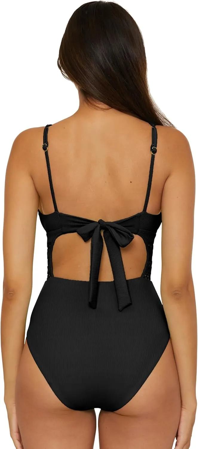 BECCA Women's Modern Edge One Piece Swimsuit, Adjustable, Bathing Suits