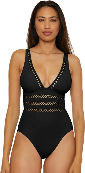 BECCA Women's Modern Edge One Piece Swimsuit, Adjustable, Bathing Suits