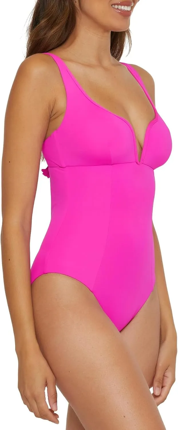 BECCA Women's Standard Color Code V-Wire One Piece Swimsuit, Plunge Neck, Bathing Suits