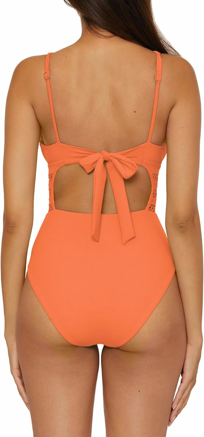 BECCA Women's Modern Edge One Piece Swimsuit, Adjustable, Bathing Suits