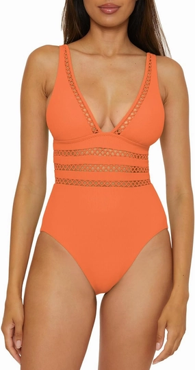 BECCA Women's Modern Edge One Piece Swimsuit, Adjustable, Bathing Suits