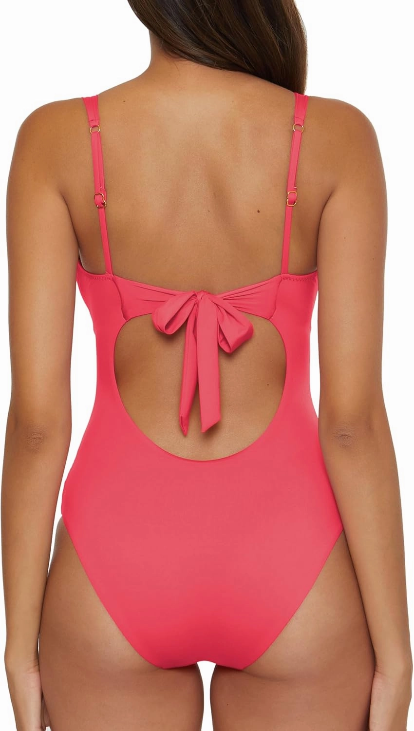 BECCA Women's Standard Color Code V-Wire Shirred One Piece Swimsuit, Plunge Neck, Bathing Suits