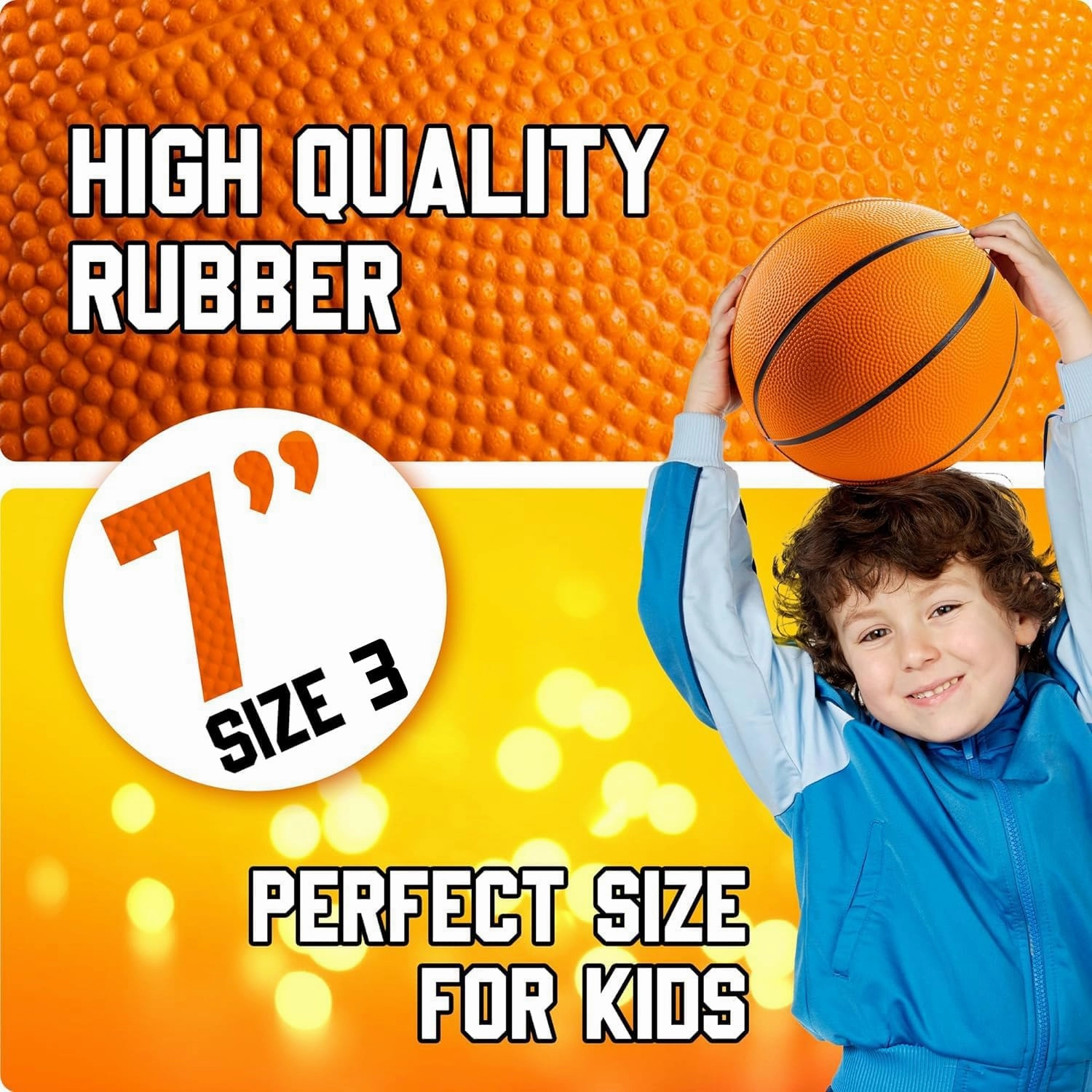 Bedwina Mini Basketballs - (2 or 4 Pack) - Rubber 7 Inch, Size 3 - Mini Hoop Outdoor Basketball Set for Small Hoops Indoor & Outdoor Pool Parties - Kids Birthday Gift, Arcade Games