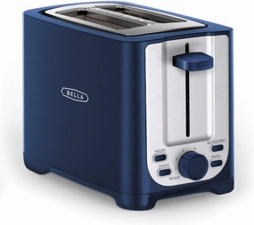 BELLA 2 Slice Toaster with Auto Shut Off - Extra Wide Slots & Removable Crumb Tray and Cancel, Defrost & Reheat Function - Toast Bread, Bagel & Waffle, Blue