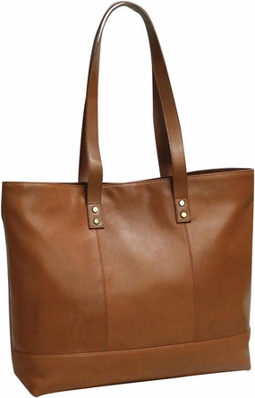 Bellino Women's Miranda Leather Tote, Cognac, One Size