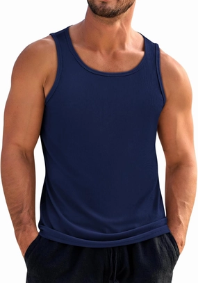 Beotyshow Men's Tank Top Summer Casual Sleeveless Ribbed Knit Muscle T Shirts Quick Dry Gym Workout Stringers