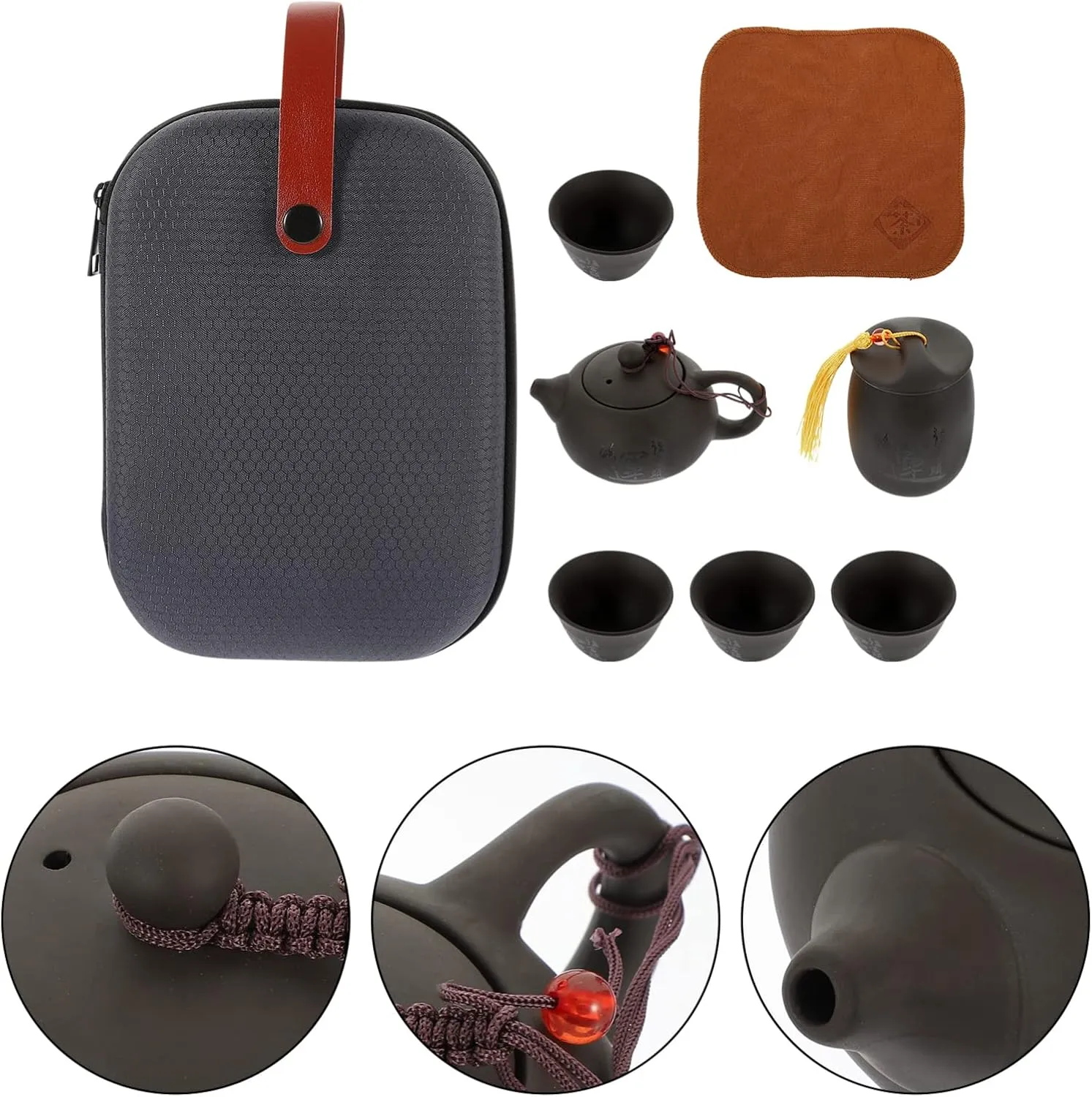 BESPORTBLE 1 Set Tea Set Travel Toiletry Travel Items teaware Carrier Bag Tea House teaware Chinese Style Kungfu Teapot Japanese Ceramic Tea Mug Ceramic teapot Porcelain mini Purple Clay
