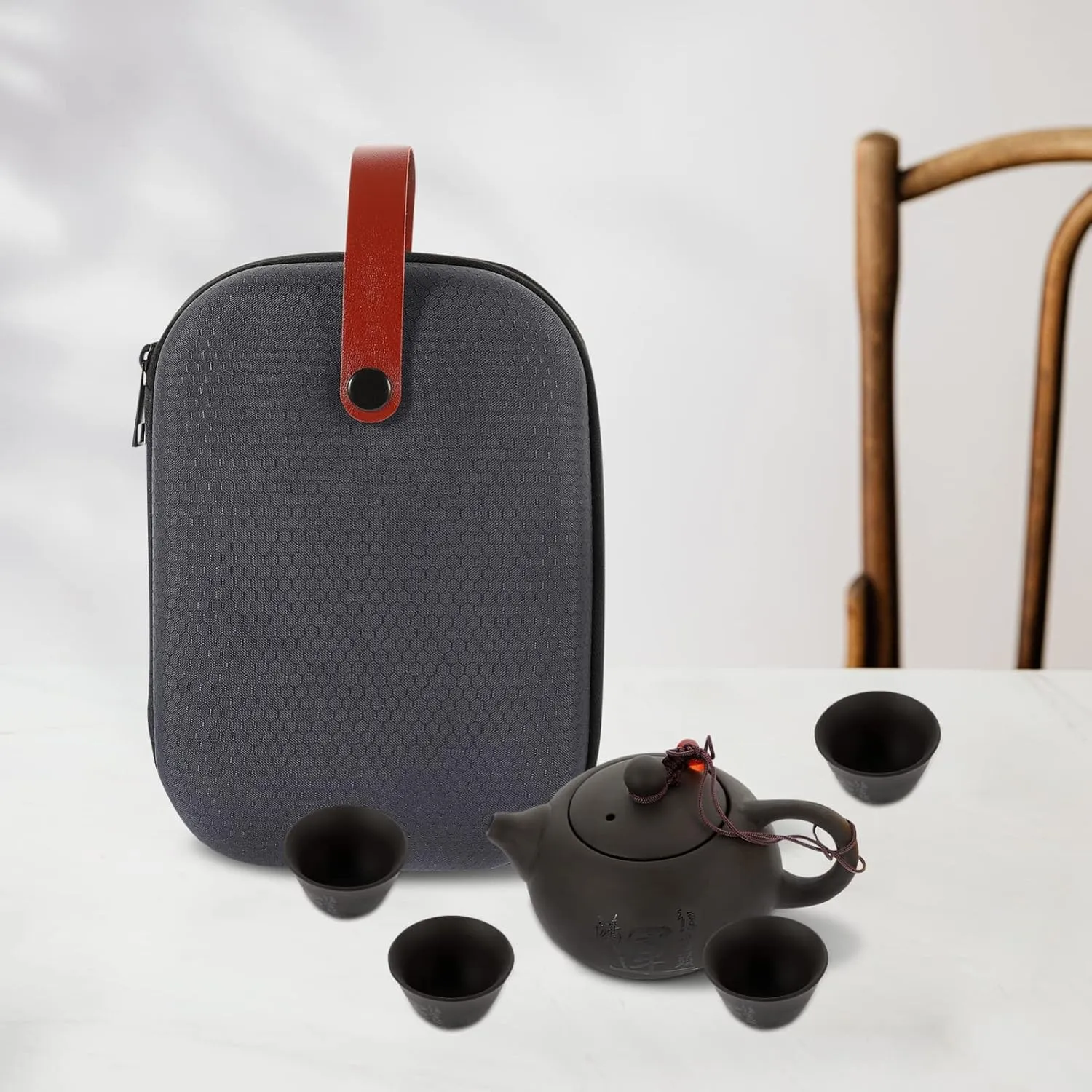 BESPORTBLE 1 Set Tea Set Travel Toiletry Travel Items teaware Carrier Bag Tea House teaware Chinese Style Kungfu Teapot Japanese Ceramic Tea Mug Ceramic teapot Porcelain mini Purple Clay