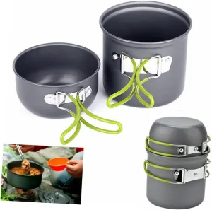 BESPORTBLE 2pcs Portable Camping Cookware Set with Heat Resistant Handle for Hiking Backpacking and Picnics Lightweight and Pans and Pots for Outdoor Cooking