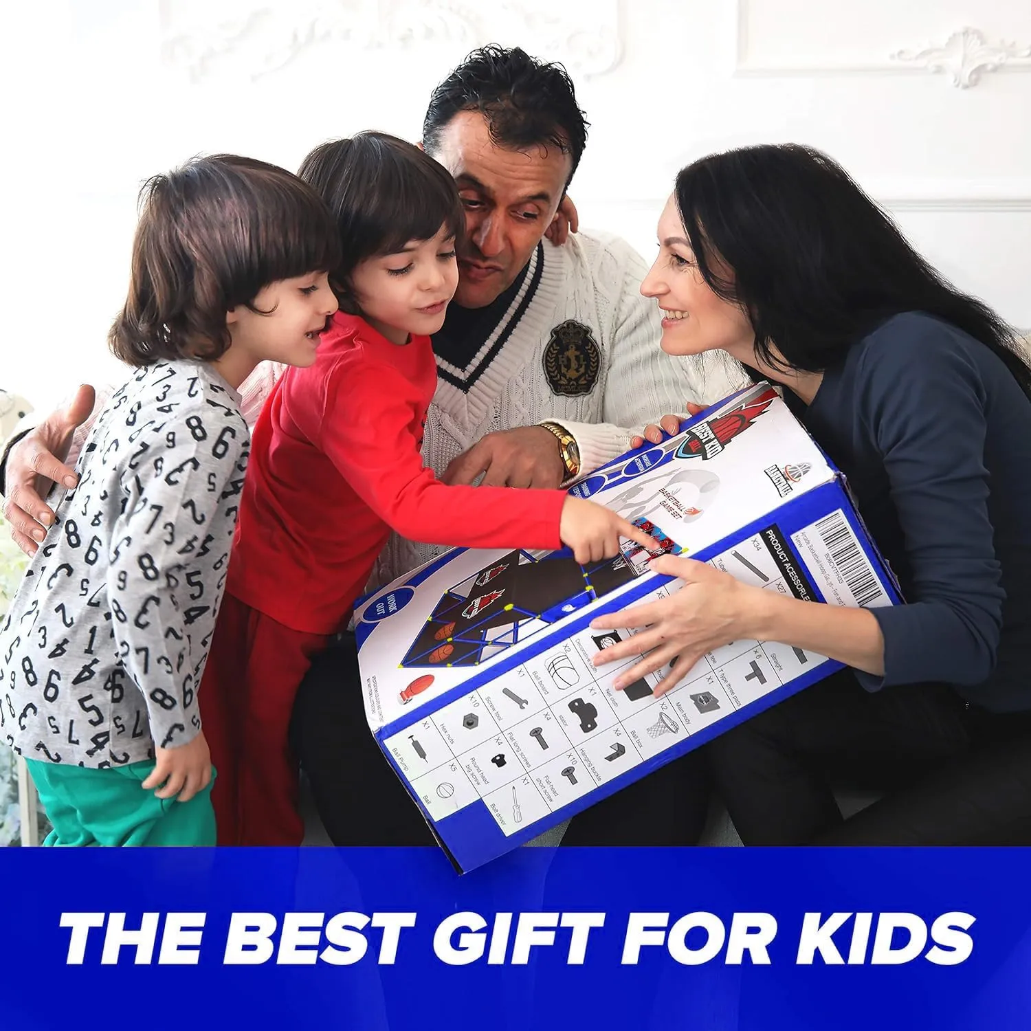 BESTKID BALL Arcade Basketball Hoop Game - Indoor Basketball Hoop for Kids - Exciting Arcade Games for Kids - Ideal Basement Toys for Active Indoor Sports Play - Endless Entertainment - Blue Double