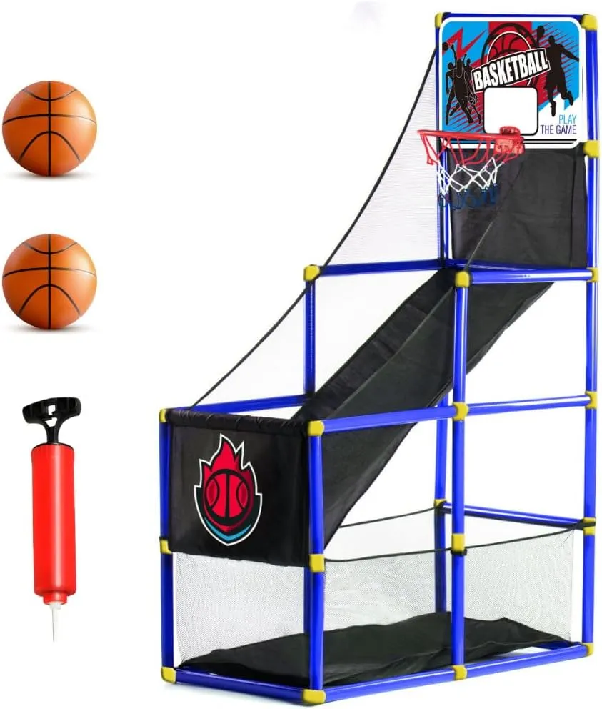BESTKID BALL Arcade Basketball Hoop Game - Indoor Basketball Hoop for Kids - Exciting Arcade Games for Kids - Ideal Basement Toys for Active Indoor Sports Play - Endless Entertainment - Blue Single