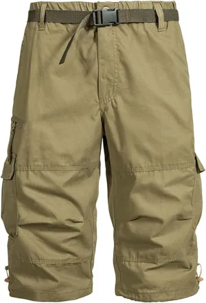 Big and Tall Cotton Cargo Shorts for Men 2024 Trendy Elastic Waist Multi Pocket Tooling Shorts Relaxed Sport Shorts