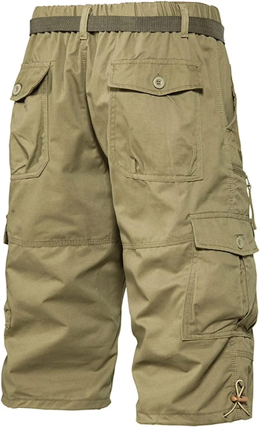 Big and Tall Cotton Cargo Shorts for Men 2024 Trendy Elastic Waist Multi Pocket Tooling Shorts Relaxed Sport Shorts