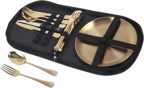 Black Silverware Set Camping Dinnerware 5-piece Stainless Steel Utensils
